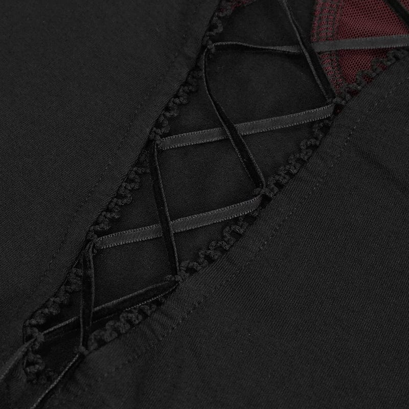 EVA LADY Women's Gothic Off Shoulder Lace Splice Shirt