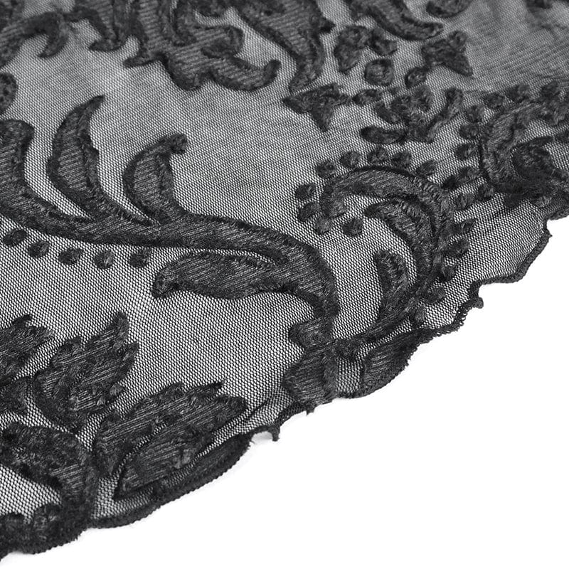 EVA LADY Women's Gothic Off Shoulder Lace Splice Velvet Shirt Black