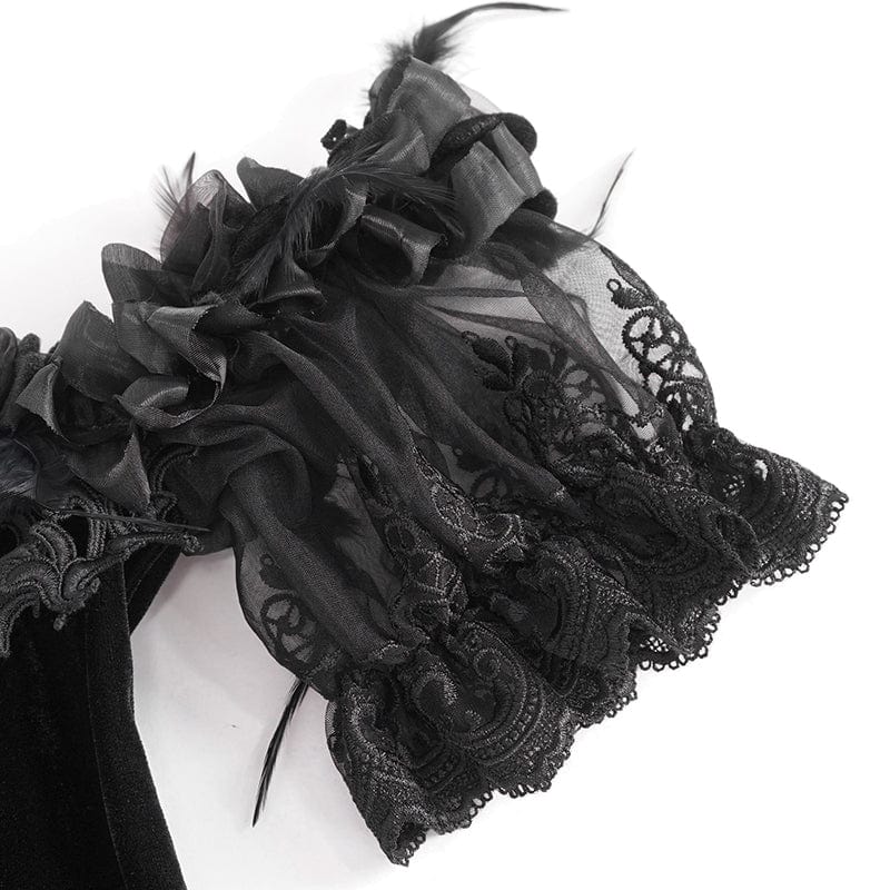 EVA LADY Women's Gothic Off Shoulder Rose Beaded Velvet Black Dress