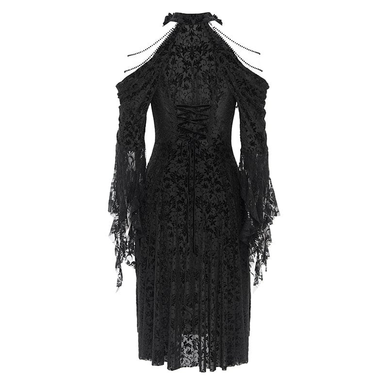 EVA LADY Women's Gothic Off-the-shouder Drawstring Velvet Party Dress