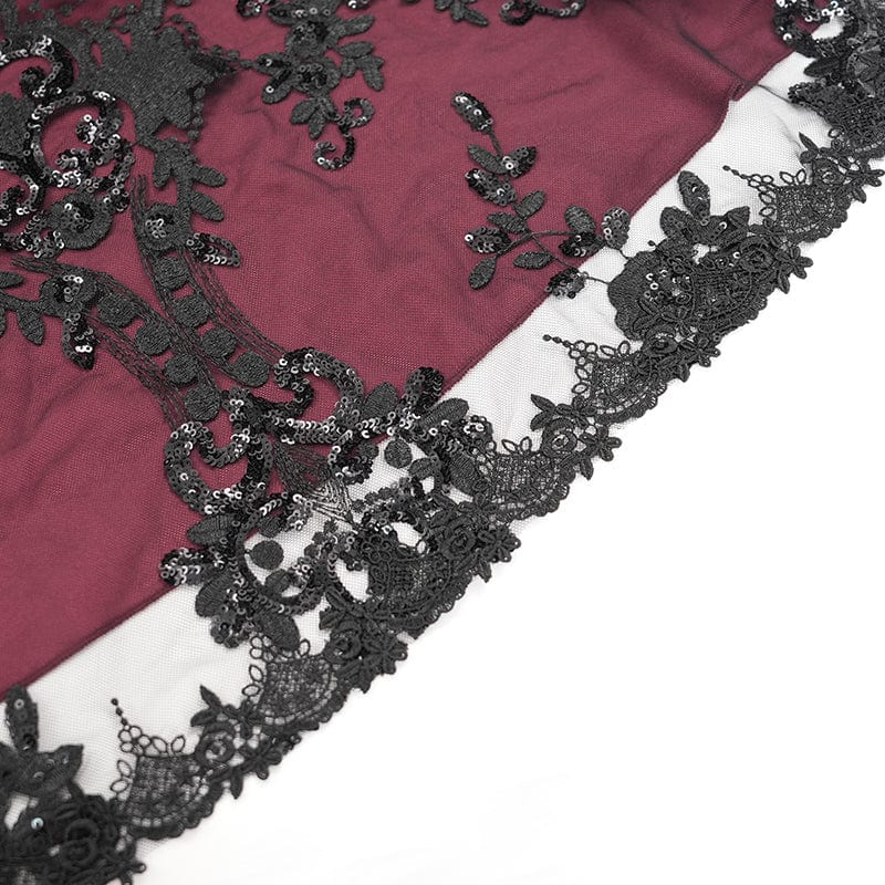 EVA LADY Women's Gothic Off-the-shoulder Lace Splice Prom Dress Red