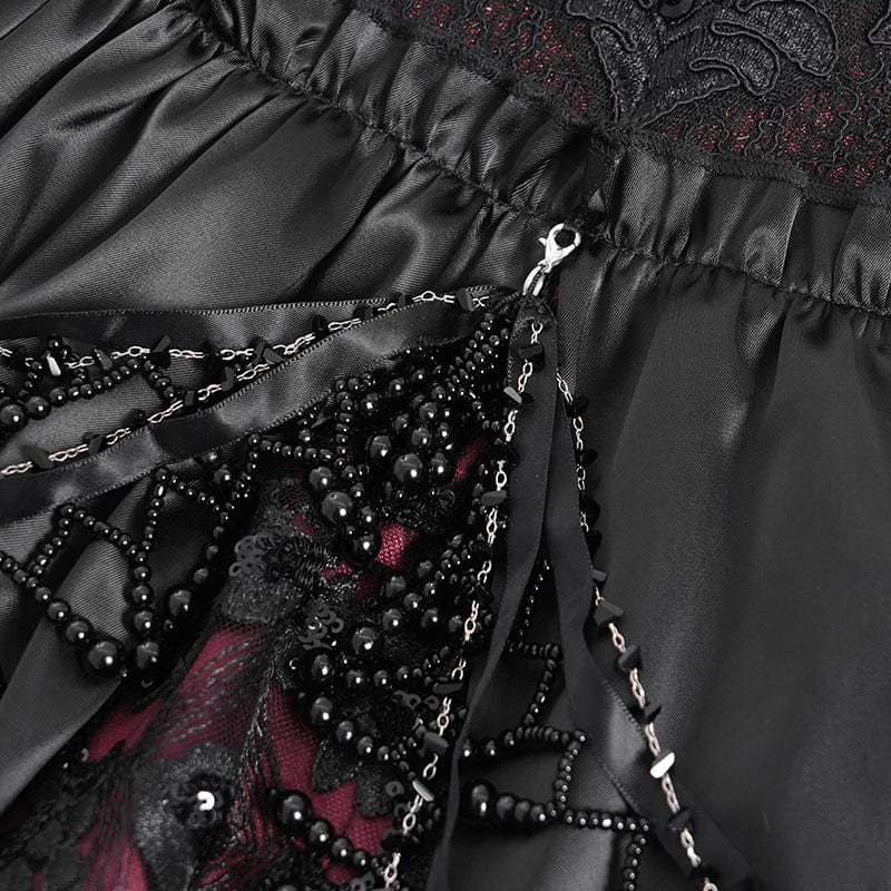 EVA LADY Women's Gothic Off-the-shoulder Lace Splice Prom Dress Red