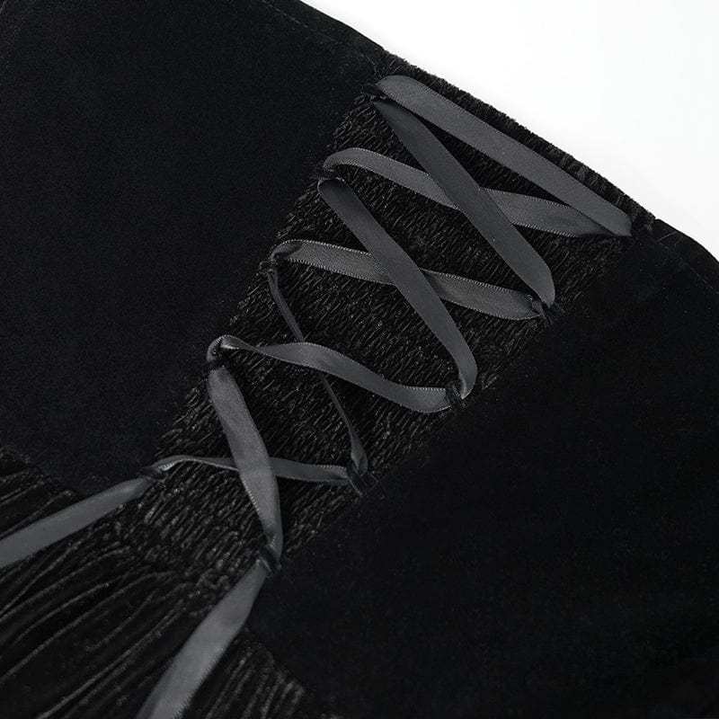 EVA LADY Women's Gothic Off-the-shoulder Lace-up Velvet Gown Dress