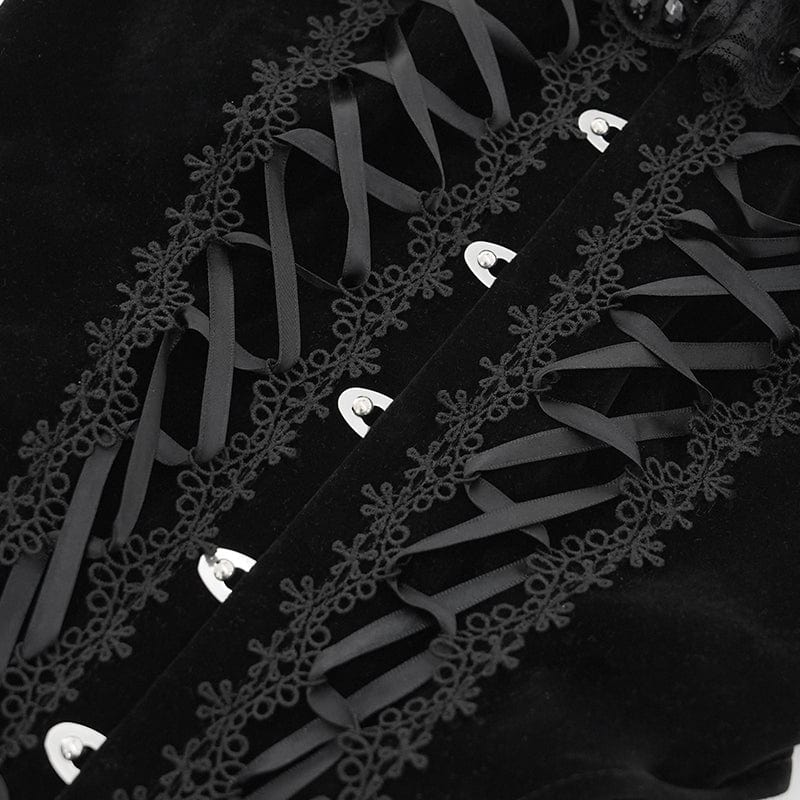 EVA LADY Women's Gothic Off-the-shoulder Lace-up Velvet Gown Dress