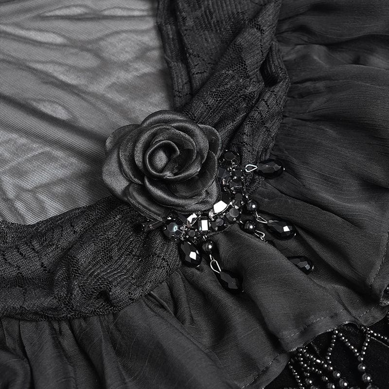 EVA LADY Women's Gothic Plumed Lace Velvet Cape