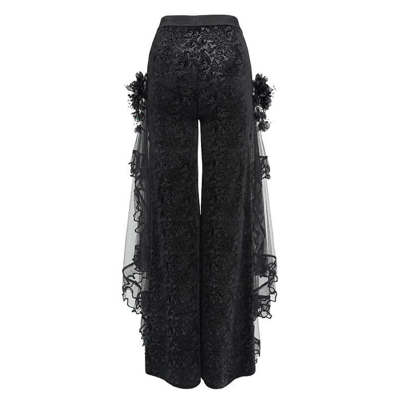 EVA LADY Women's Gothic Printed Mesh Floral Pants