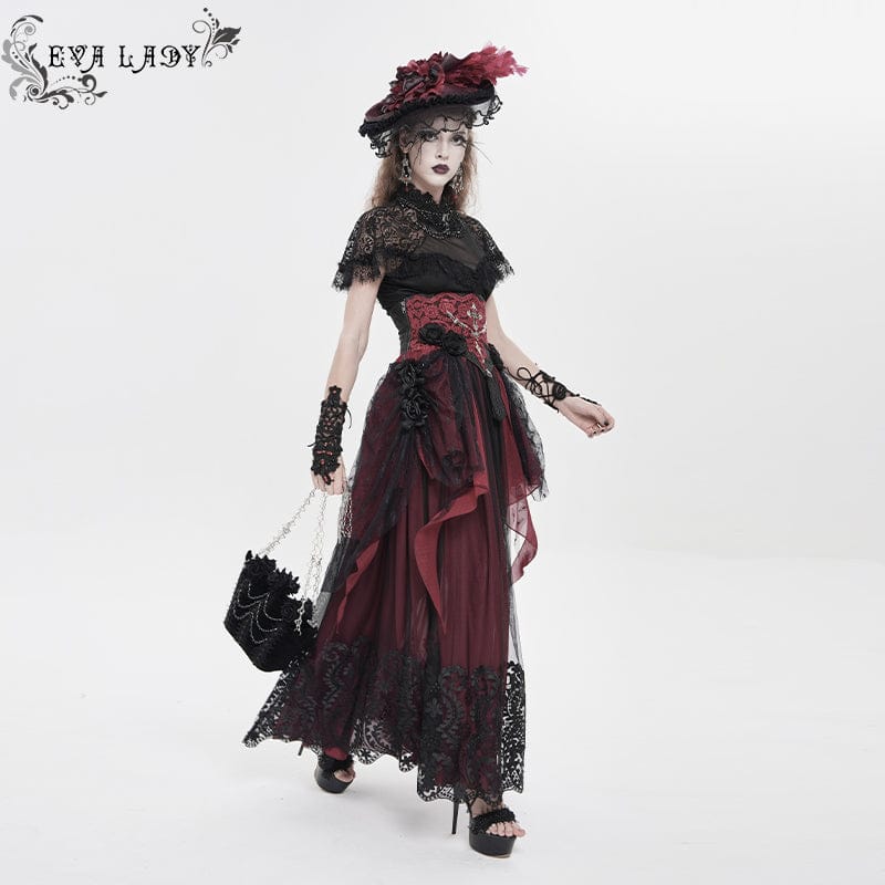 EVA LADY Women's Gothic Rose Beaded Chained Bag Black