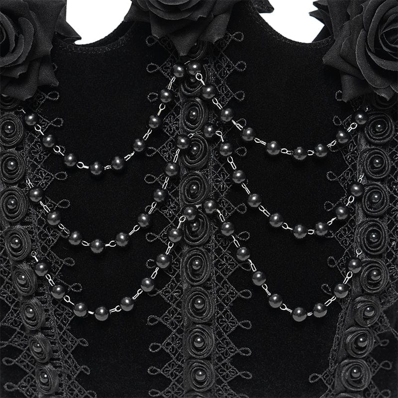 EVA LADY Women's Gothic Rose Beaded Chained Bag Black
