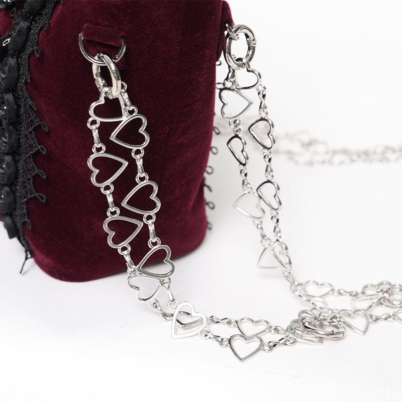 EVA LADY Women's Gothic Rose Beaded Chained Bag Red