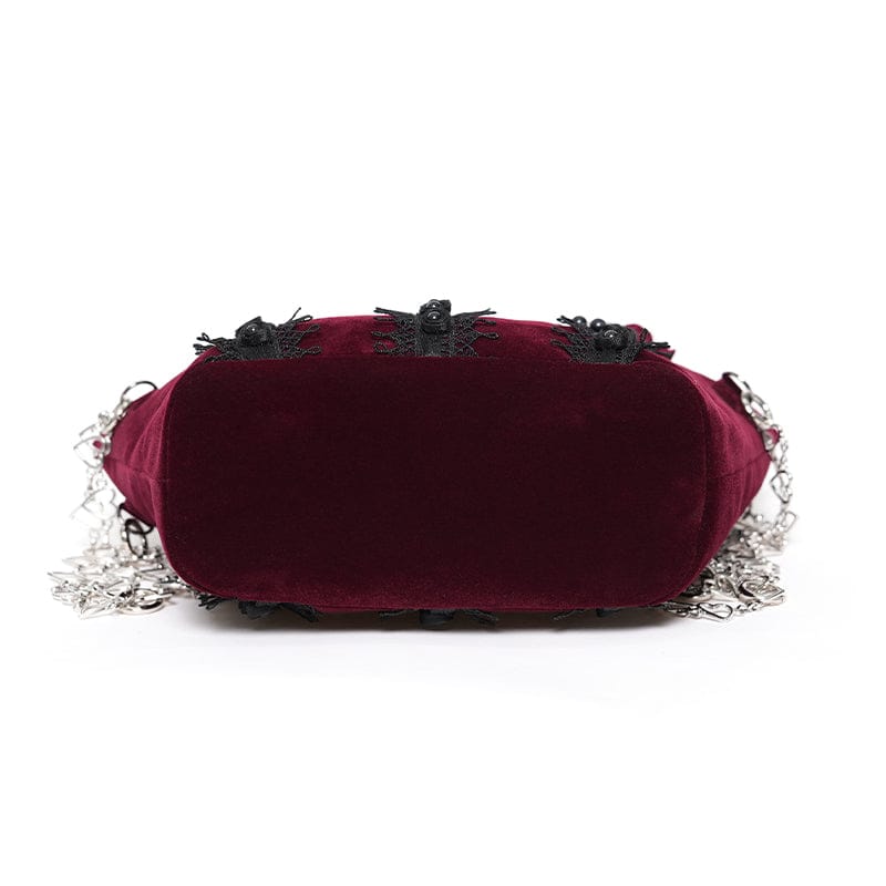 EVA LADY Women's Gothic Rose Beaded Chained Bag Red