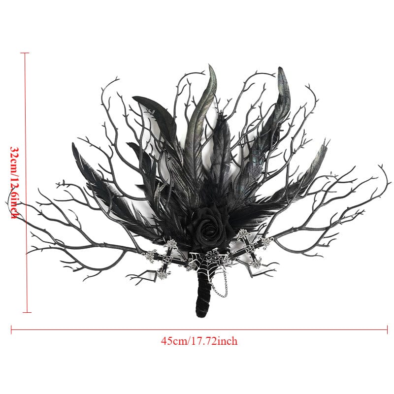 EVA LADY Women's Gothic Rose Feather Dendritic Fan