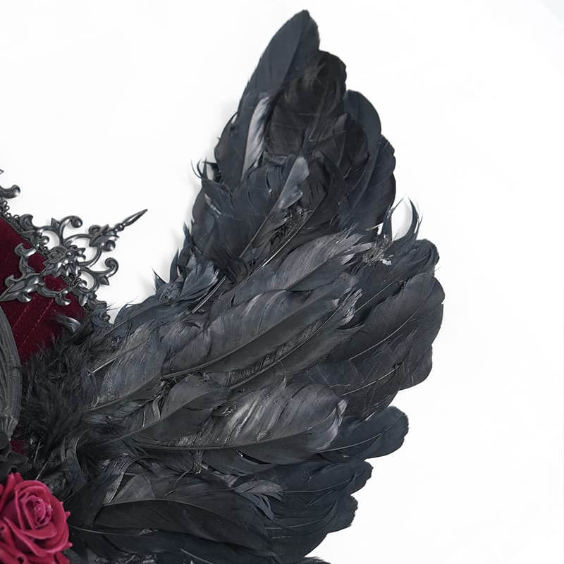EVA LADY Women's Gothic Rose Feather Wing Headpiece