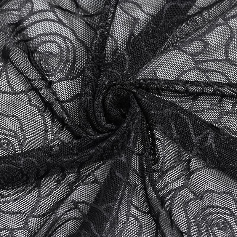 EVA LADY Women's Gothic Rose Hooded Mesh Cape