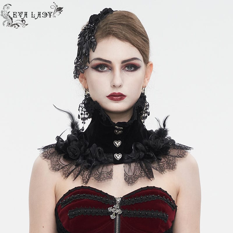 EVA LADY Women's Gothic Rose Lace Hem Neckwear