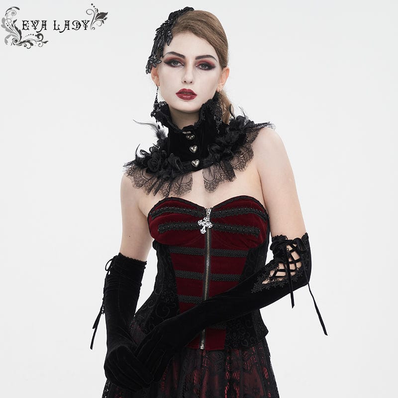 EVA LADY Women's Gothic Rose Lace Hem Neckwear