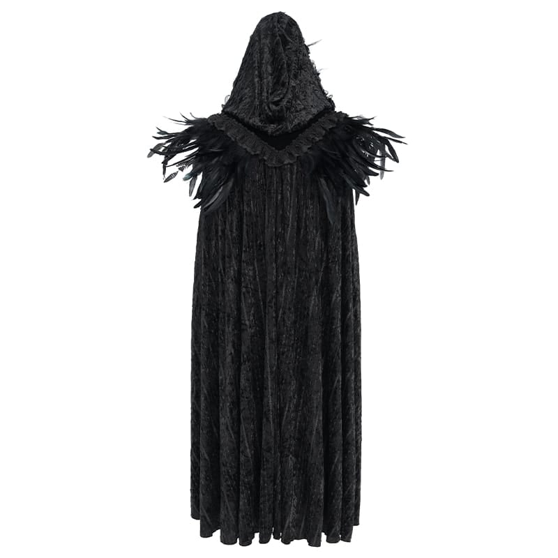 EVA LADY Women's Gothic Rose Ruffle Tassel Flare Sleeve Velvet Cape