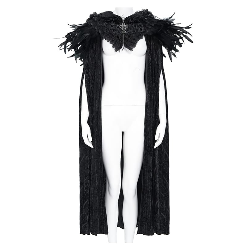 EVA LADY Women's Gothic Rose Ruffle Tassel Flare Sleeve Velvet Cape
