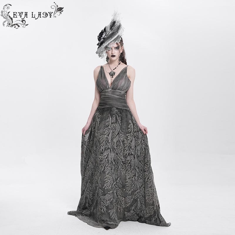 EVA LADY Women's Gothic Rose Ruffled Feathered Hat White-grey