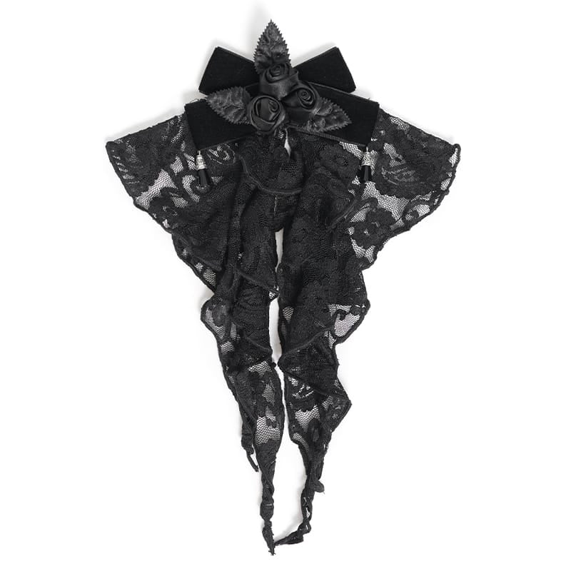 EVA LADY Women's Gothic Rose Ruffled Lace Jabot