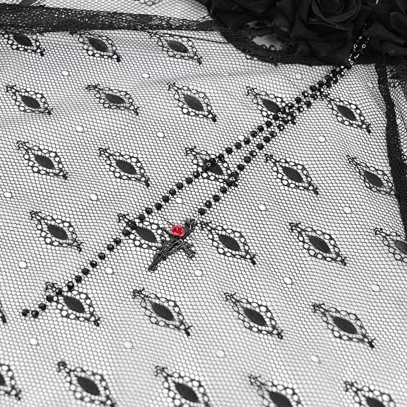 EVA LADY Women's Gothic Rose Tassel Lace Headwear