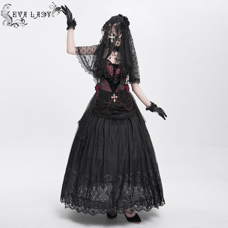 EVA LADY Women's Gothic Rose Tassel Lace Headwear