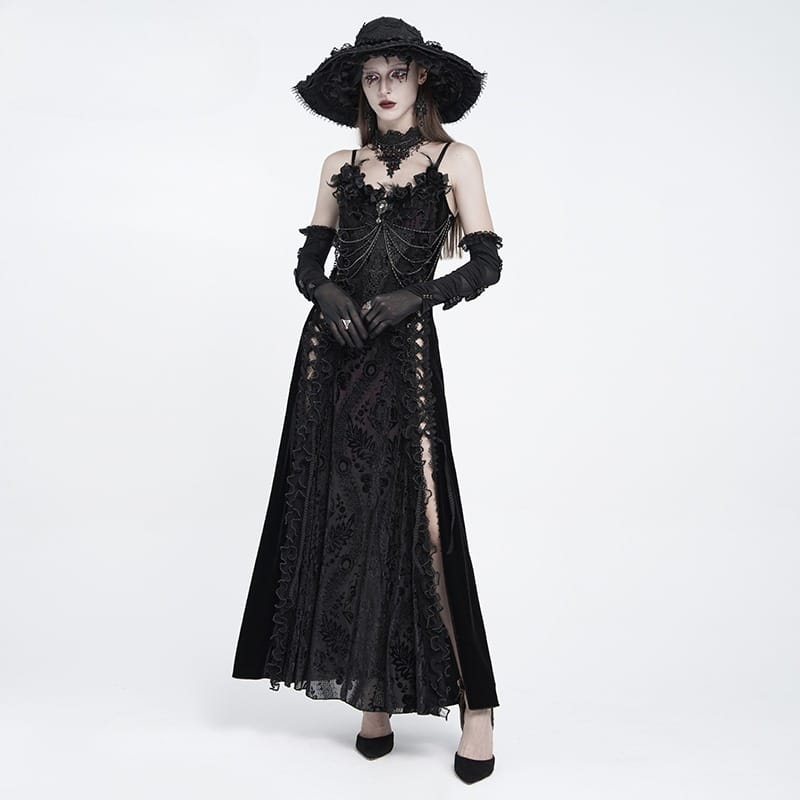 EVA LADY Women's Gothic Ruched Mesh Long Gloves
