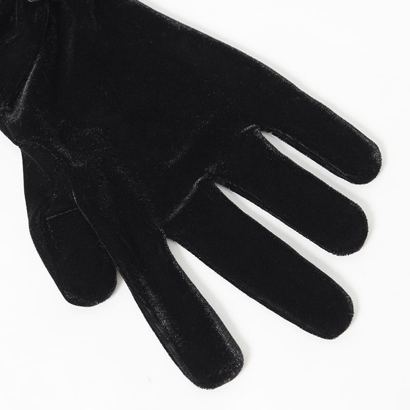 EVA LADY Women's Gothic Ruched Mesh Splice Velvet Long Gloves