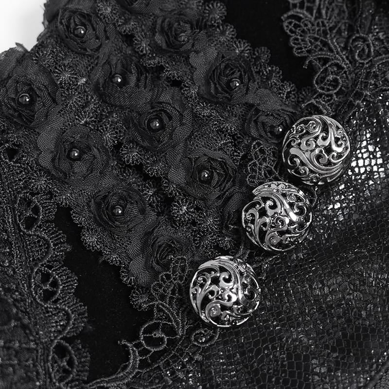 EVA LADY Women's Gothic Ruffle Lace‑up Front Zipper Overbust Corset