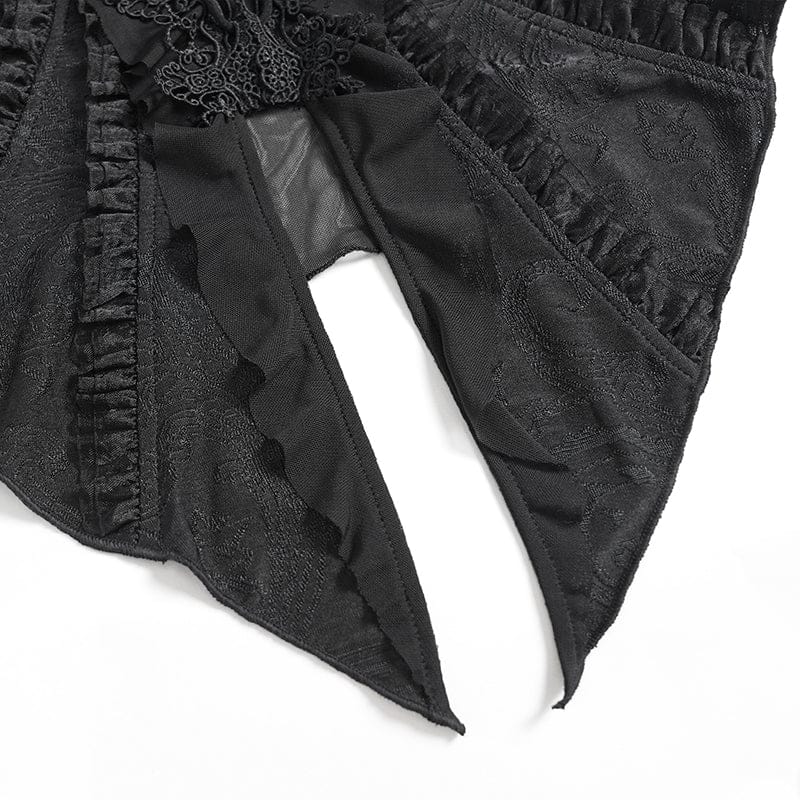 EVA LADY Women's Gothic Ruffled Off Shoulder Flared Sleeved Shirt Black