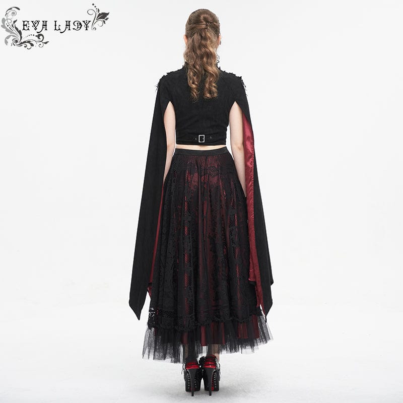 EVA LADY Women's Gothic Stand Collar Floral Embroidered Shirt