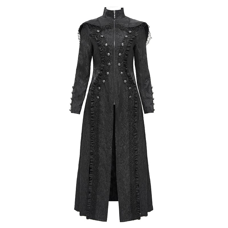 EVA LADY Women's Gothic Stand Collar Ruffled Coat with Hood
