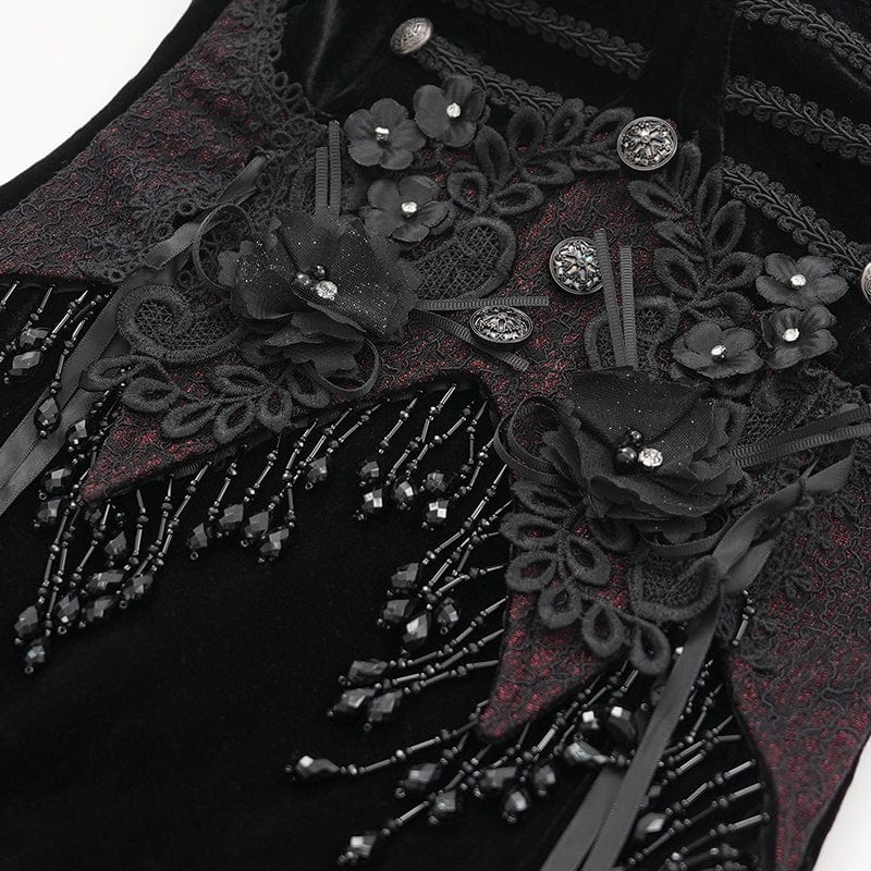 EVA LADY Women's Gothic Tassels Lace-up Slip Dress Wedding Dress