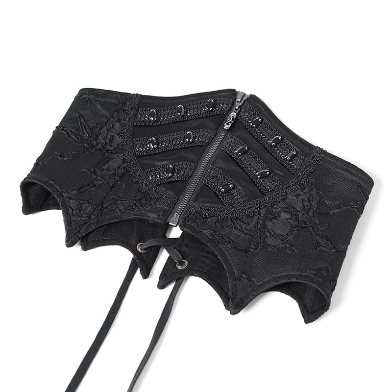 EVA LADY Women's Punk Batwing Beaded Lace-up Underbust Corset