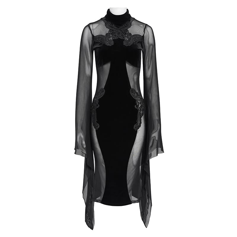 EVA LADY Women's Punk Sheath Dress With Bell Sleeves