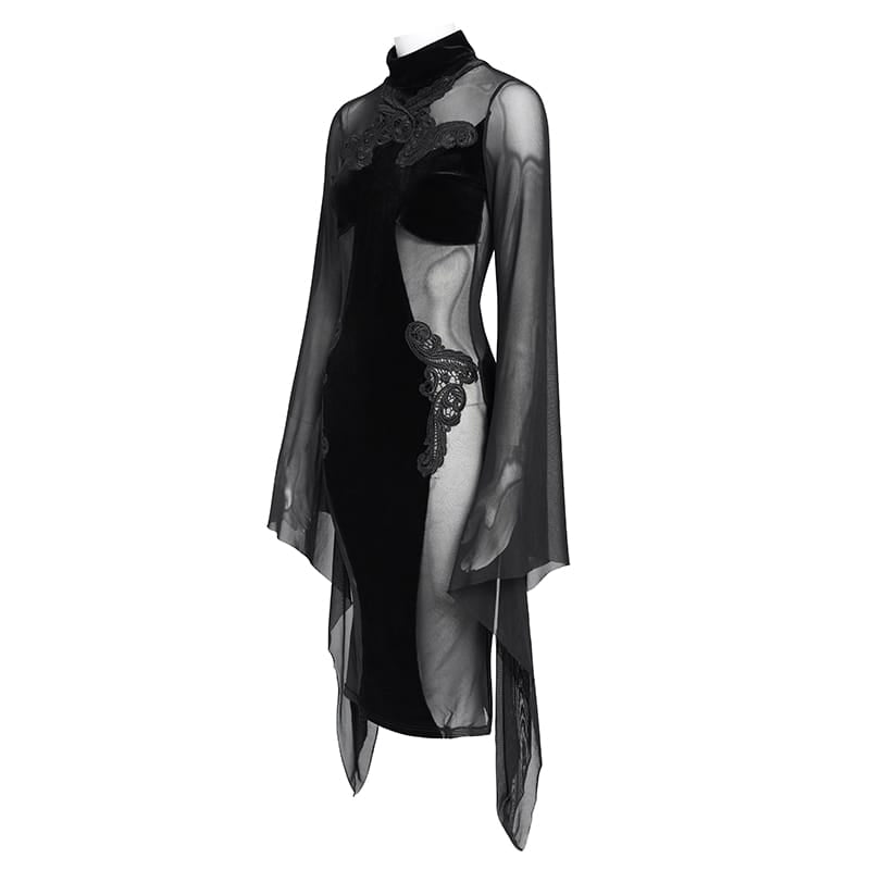 EVA LADY Women's Punk Sheath Dress With Bell Sleeves