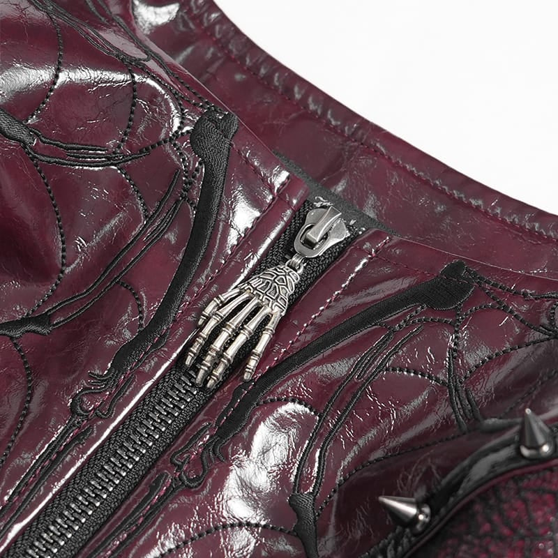 Women's Punk Zip Front Adjustable Strap Bustier - Punk Design