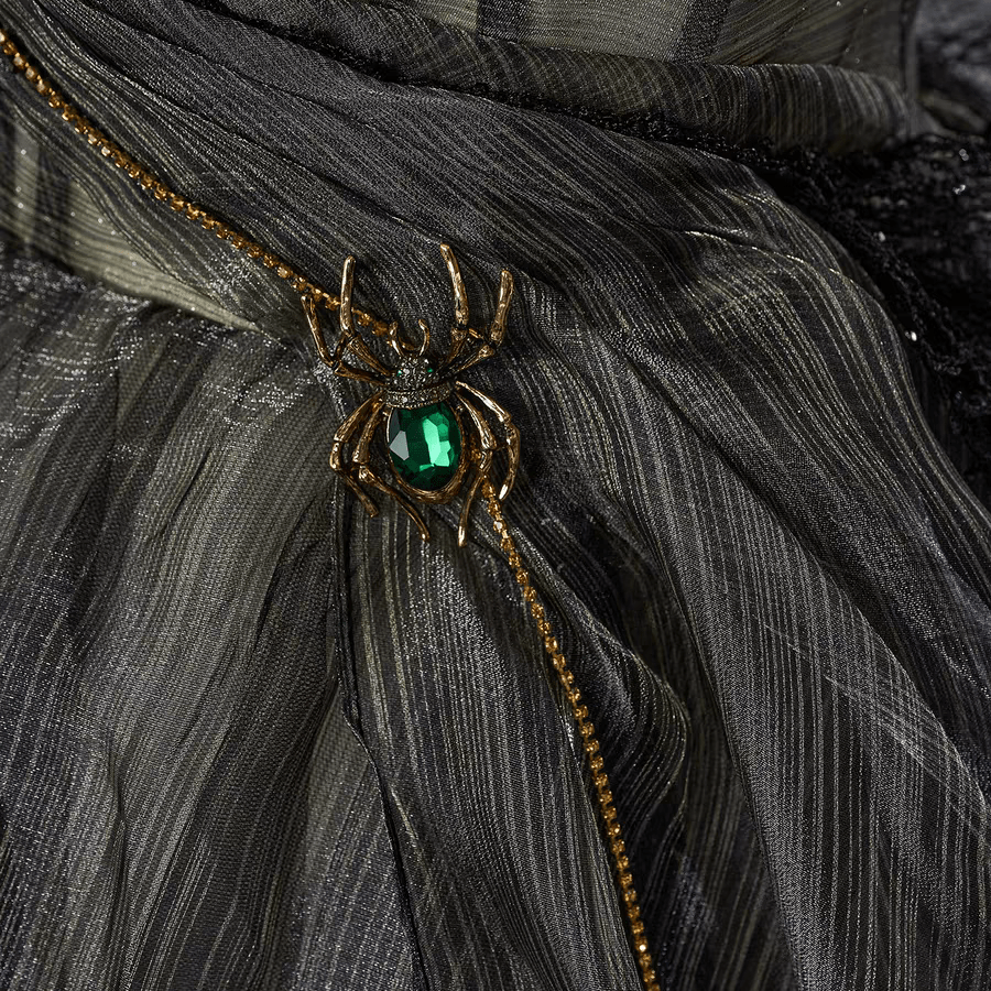 Kobine Custom-made Gothic Strapless Multi-layered Tulle Gown with Spider Chain