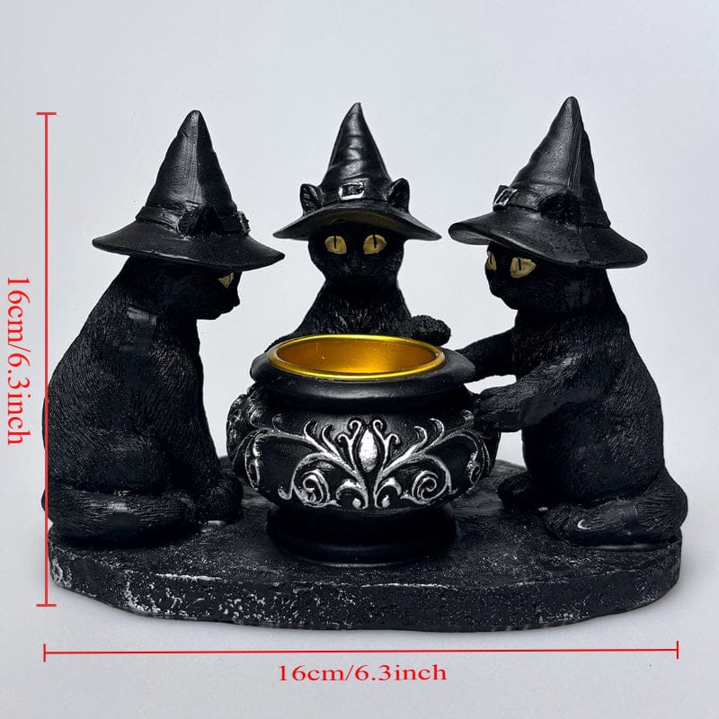 Kobine Home's Gothic Magic Cat Candlestick Ornament