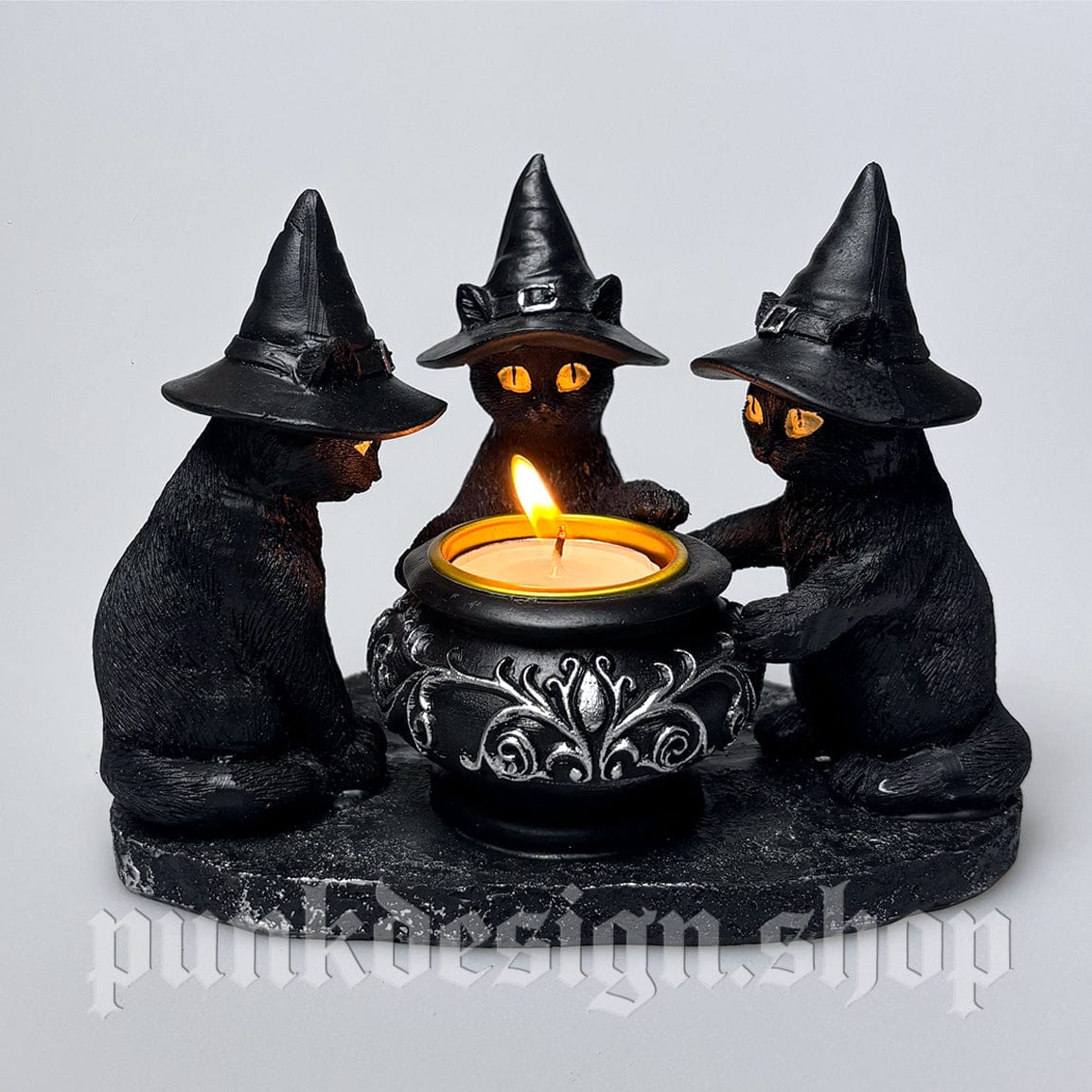 Kobine Home's Gothic Magic Cat Candlestick Ornament
