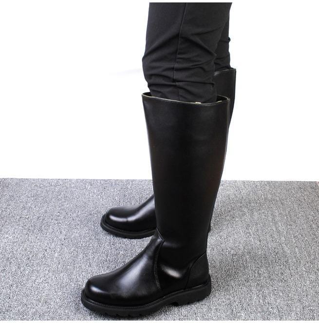 Kobine Men's Cowboy Cowhide Ankle Biker Zipper Boots