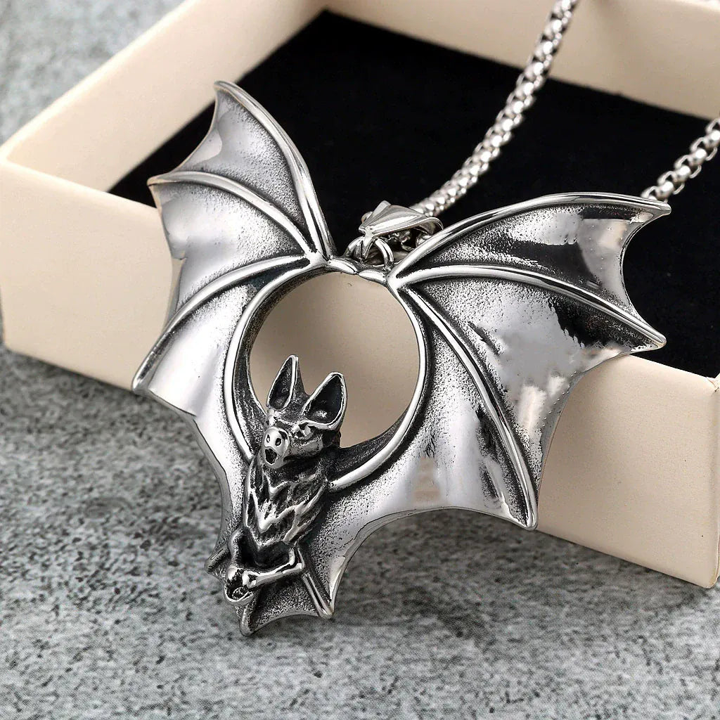 Kobine Men's Gothic Bat Necklace