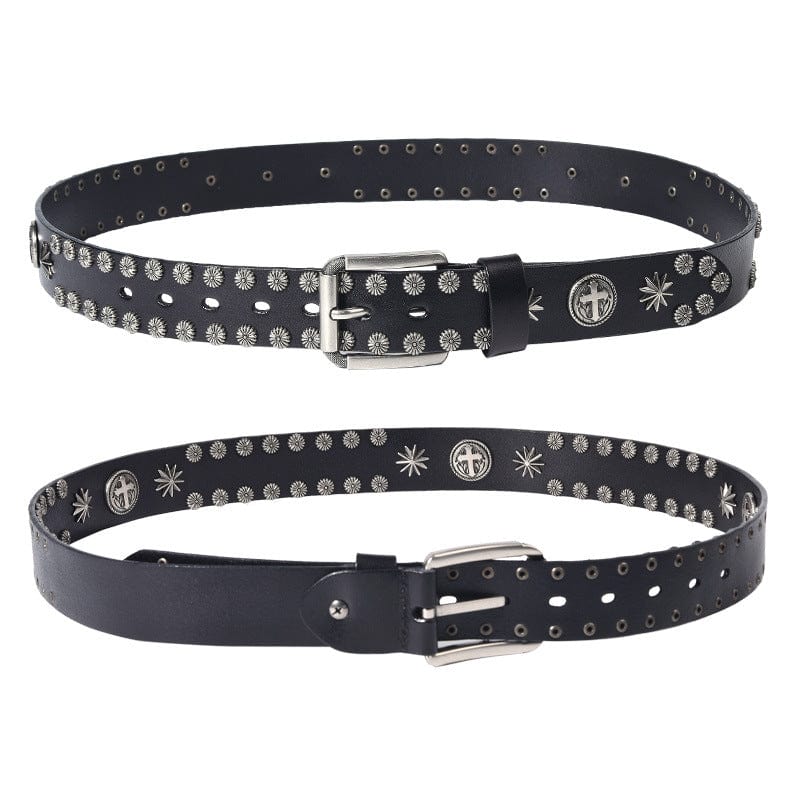 Kobine Men's Gothic Cross Studded Belt