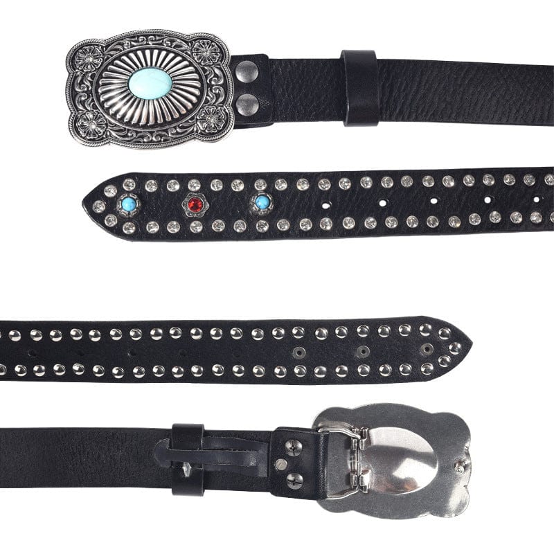 Kobine Men's Gothic Diamante Studded Belt