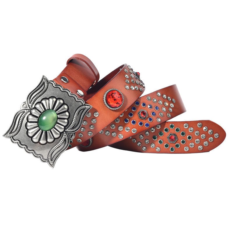 Kobine Men's Gothic Emerald Studded Belt