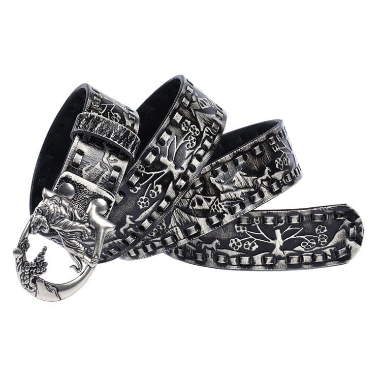 Kobine Men's Gothic Emobossed Tiger Belt