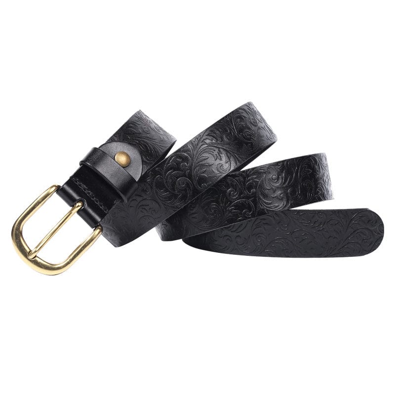 Kobine Men's Gothic Floral Embossed Belt