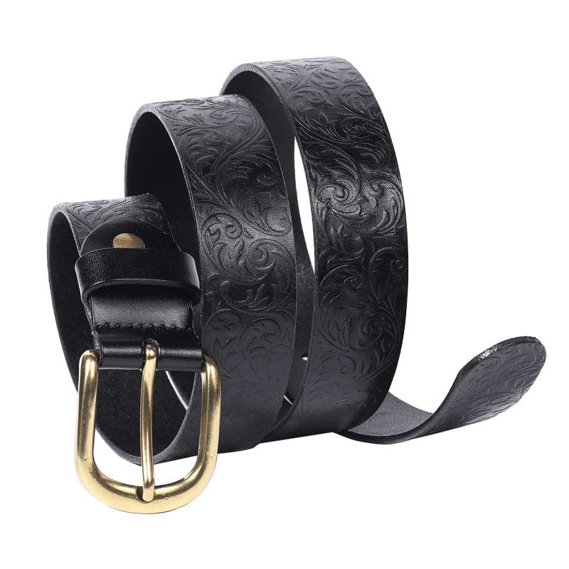 Kobine Men's Gothic Floral Embossed Belt