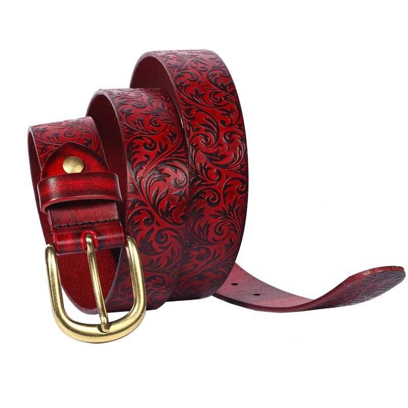 Kobine Men's Gothic Floral Embossed Belt
