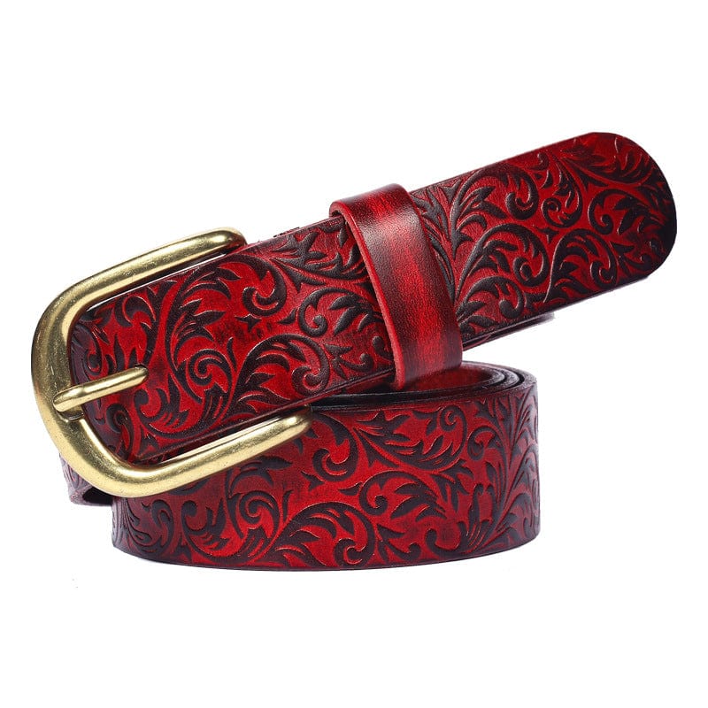 Kobine Men's Gothic Floral Embossed Belt
