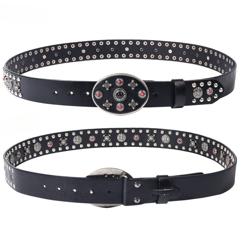 Kobine Men's Gothic Floral Studded Belt
